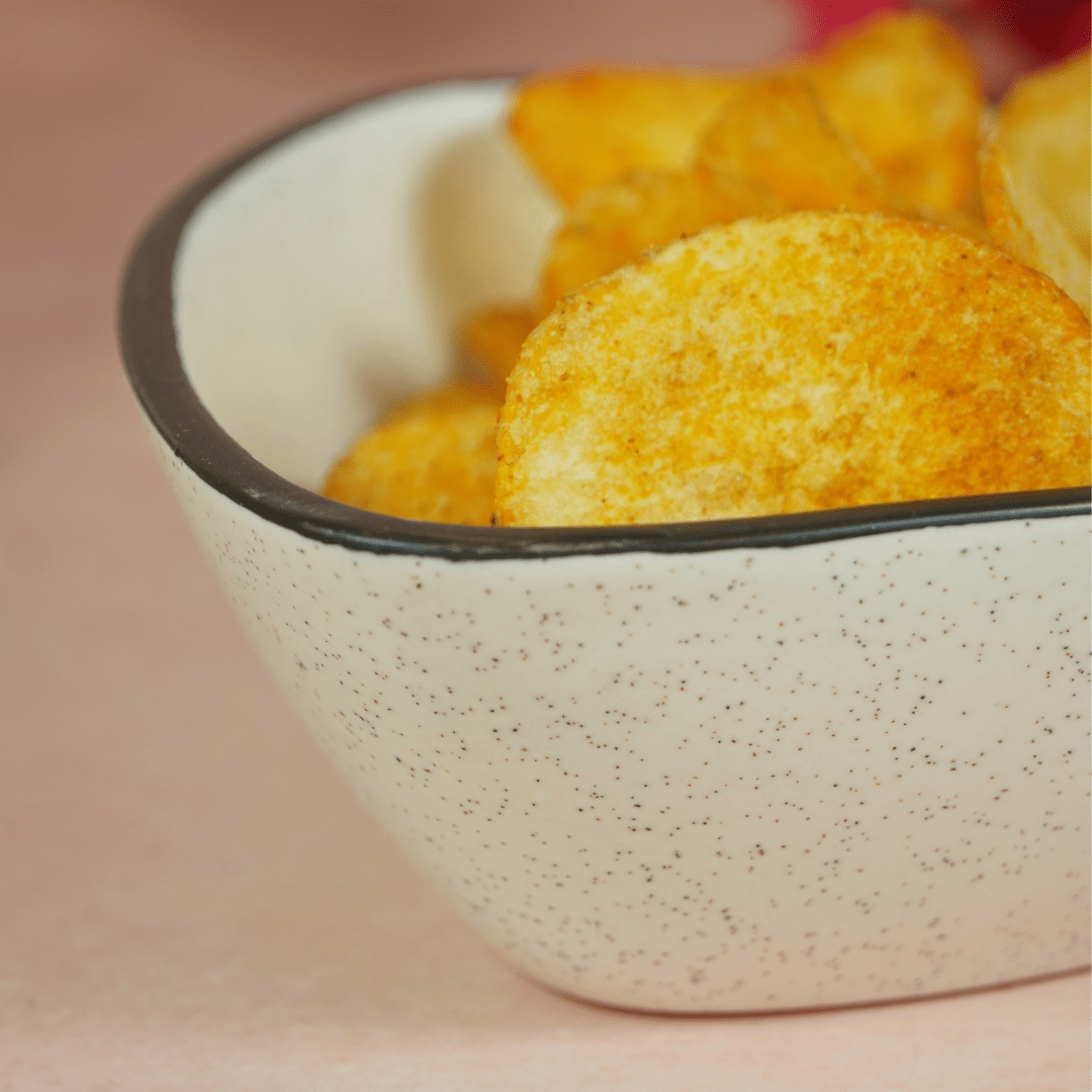 White Ceramic Pyramid Serving Bowl with Black Border - The Golden Theory