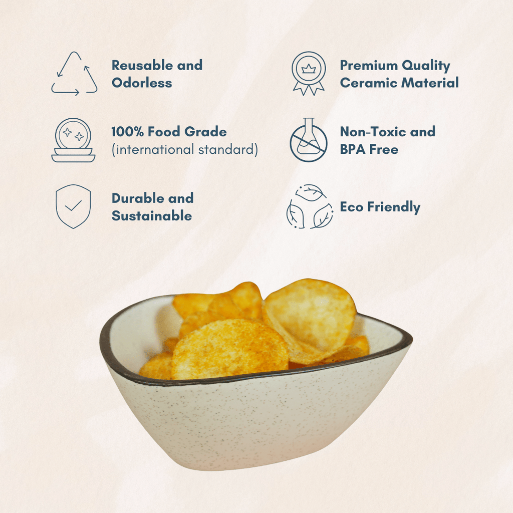 White Ceramic Pyramid Serving Bowl with Black Border - The Golden Theory