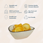 White Ceramic Pyramid Serving Bowl with Black Border - The Golden Theory