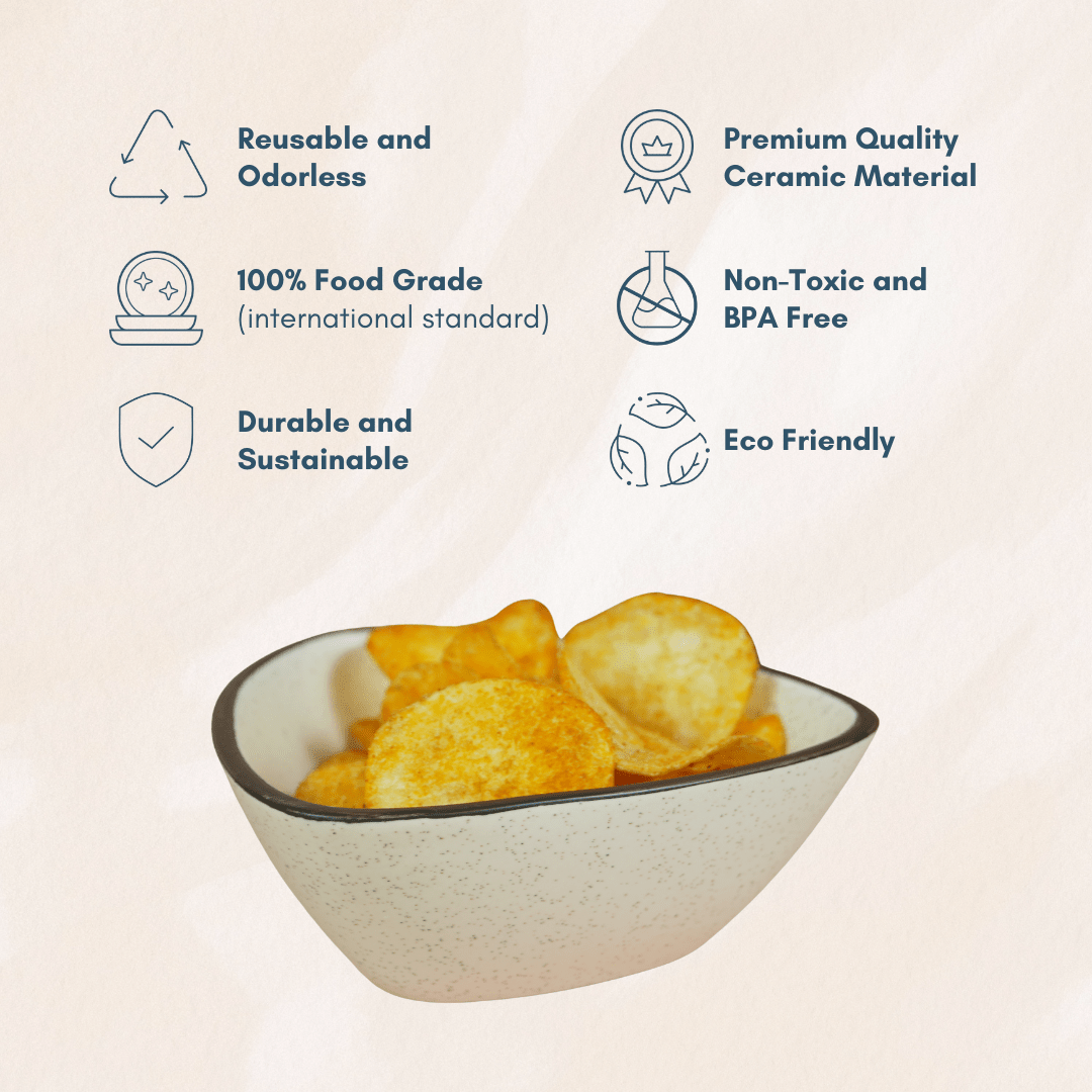 White Ceramic Pyramid Serving Bowl with Black Border - The Golden Theory