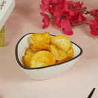White Ceramic Pyramid Serving Bowl with Black Border - The Golden Theory