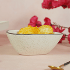 White Ceramic Pyramid Serving Bowl with Black Border - The Golden Theory