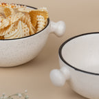 White Ceramic Serving Bowl with Black Border | Set of 2 - The Golden Theory