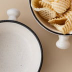 White Ceramic Serving Bowl with Black Border | Set of 2 - The Golden Theory