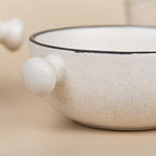 White Ceramic Serving Bowl with Black Border | Set of 2 - The Golden Theory