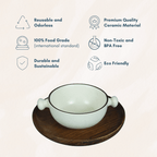 White Ceramic Serving Bowl with Black Border | Set of 2 - The Golden Theory
