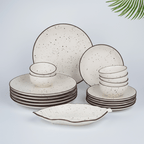 White Ceramic Speckled Dinner Set (Set of 19) - The Golden Theory