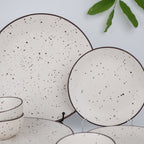 White Ceramic Speckled Dinner Set (Set of 19) - The Golden Theory