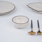 White Ceramic Speckled Dinner Set (Set of 19) - The Golden Theory