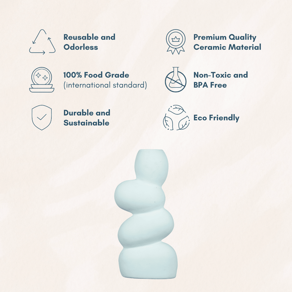 White Ceramic Stacked Stone Flower Vase - The Golden Theory