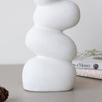 White Ceramic Stacked Stone Flower Vase - The Golden Theory