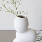 White Ceramic Stacked Stone Flower Vase - The Golden Theory