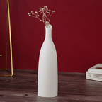 White Ceramic Vase with Narrow Neck - The Golden Theory
