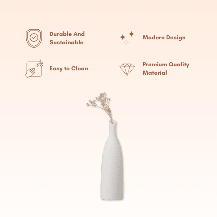 White Ceramic Vase with Narrow Neck - The Golden Theory