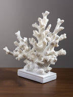 White Coral Branch Sculpture on Base - The Golden Theory