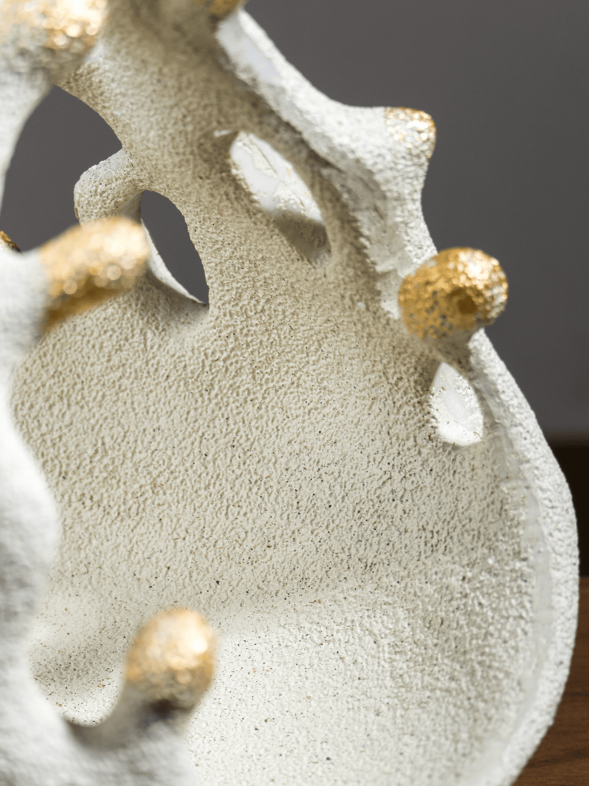 White Coral Sculptural Bowl with Gold Accents - The Golden Theory