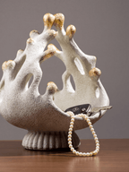 White Coral Sculptural Bowl with Gold Accents - The Golden Theory