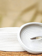 White Cotton Rope Tissue Box with Soft-Lid Closure - The Golden Theory