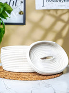 White Cotton Rope Tissue Box with Soft-Lid Closure - The Golden Theory