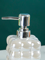 White Glossy Cloud-Inspired Ceramic Soap Dispenser - The Golden Theory