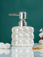 White Glossy Cloud-Inspired Ceramic Soap Dispenser - The Golden Theory