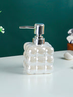 White Glossy Cloud-Inspired Ceramic Soap Dispenser - The Golden Theory
