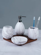 White Marble Art Bathroom Set – Luxurious Bath Accessories - The Golden Theory