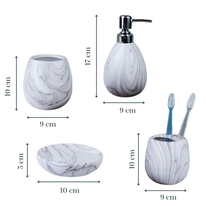 White Marble Art Bathroom Set – Luxurious Bath Accessories - The Golden Theory