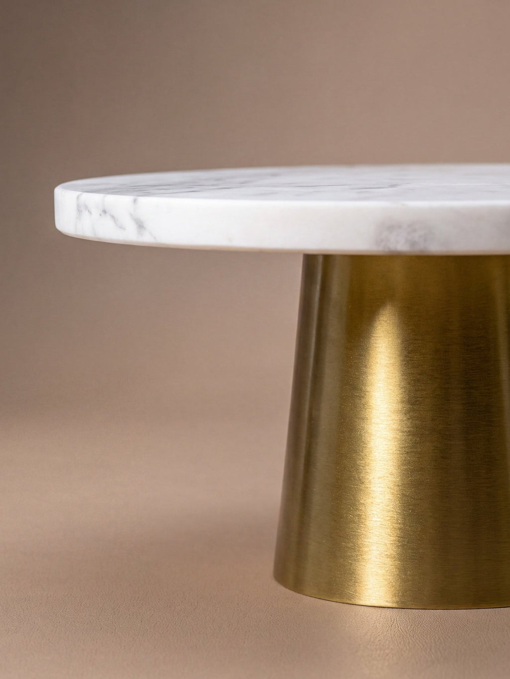 White Marble Cake Stand with Brass Base - The Golden Theory