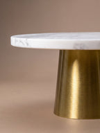 White Marble Cake Stand with Brass Base - The Golden Theory