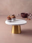 White Marble Cake Stand with Brass Base - The Golden Theory