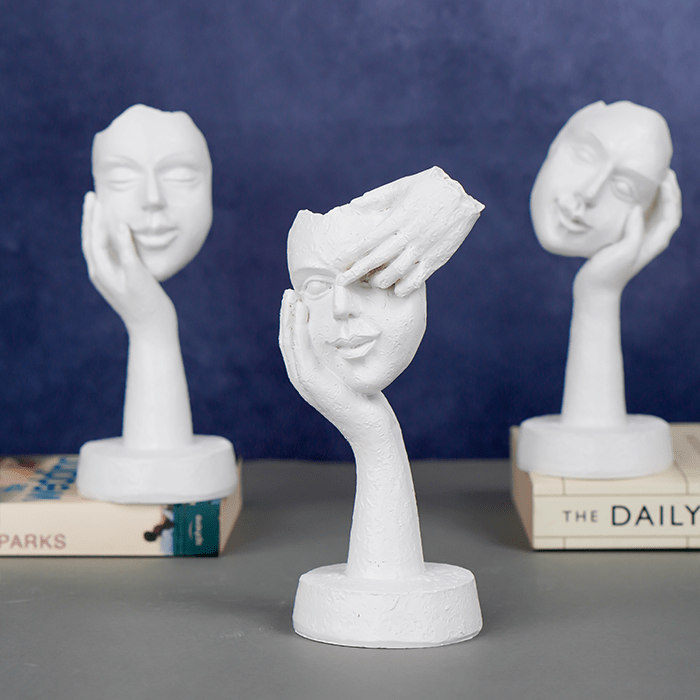 White Minimalist Face Sculptures - Set of 3 - The Golden Theory