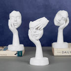 White Minimalist Face Sculptures - Set of 3 - The Golden Theory