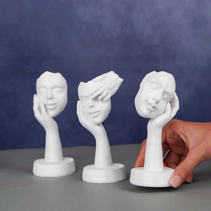 White Minimalist Face Sculptures - Set of 3 - The Golden Theory