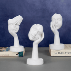 White Minimalist Face Sculptures - Set of 3 - The Golden Theory
