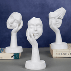 White Minimalist Face Sculptures - Set of 3 - The Golden Theory