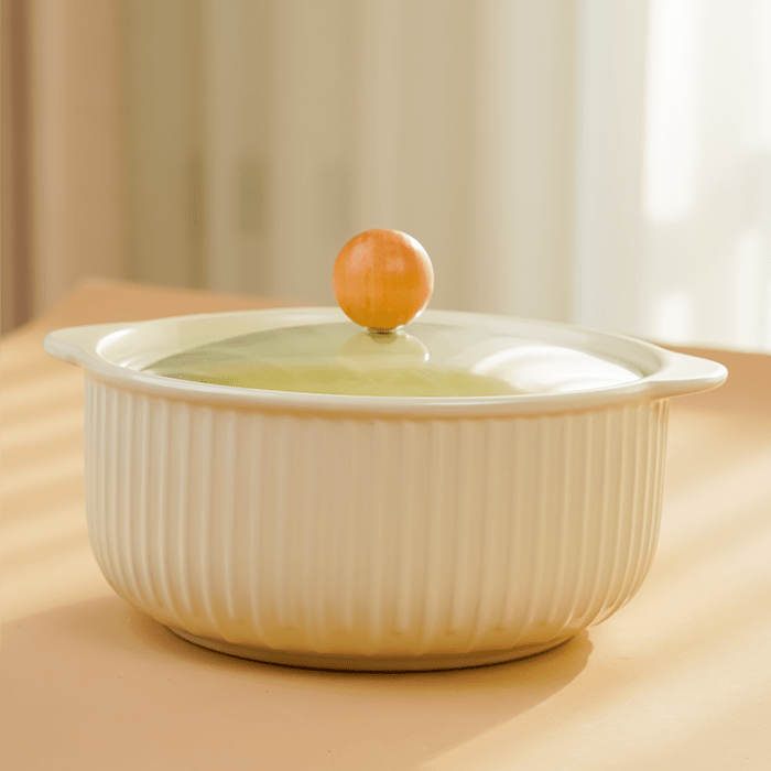 White Mist Ceramic Casserole - The Golden Theory