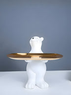 White Polar Bear Decorative Tray with Gold Plate - The Golden Theory