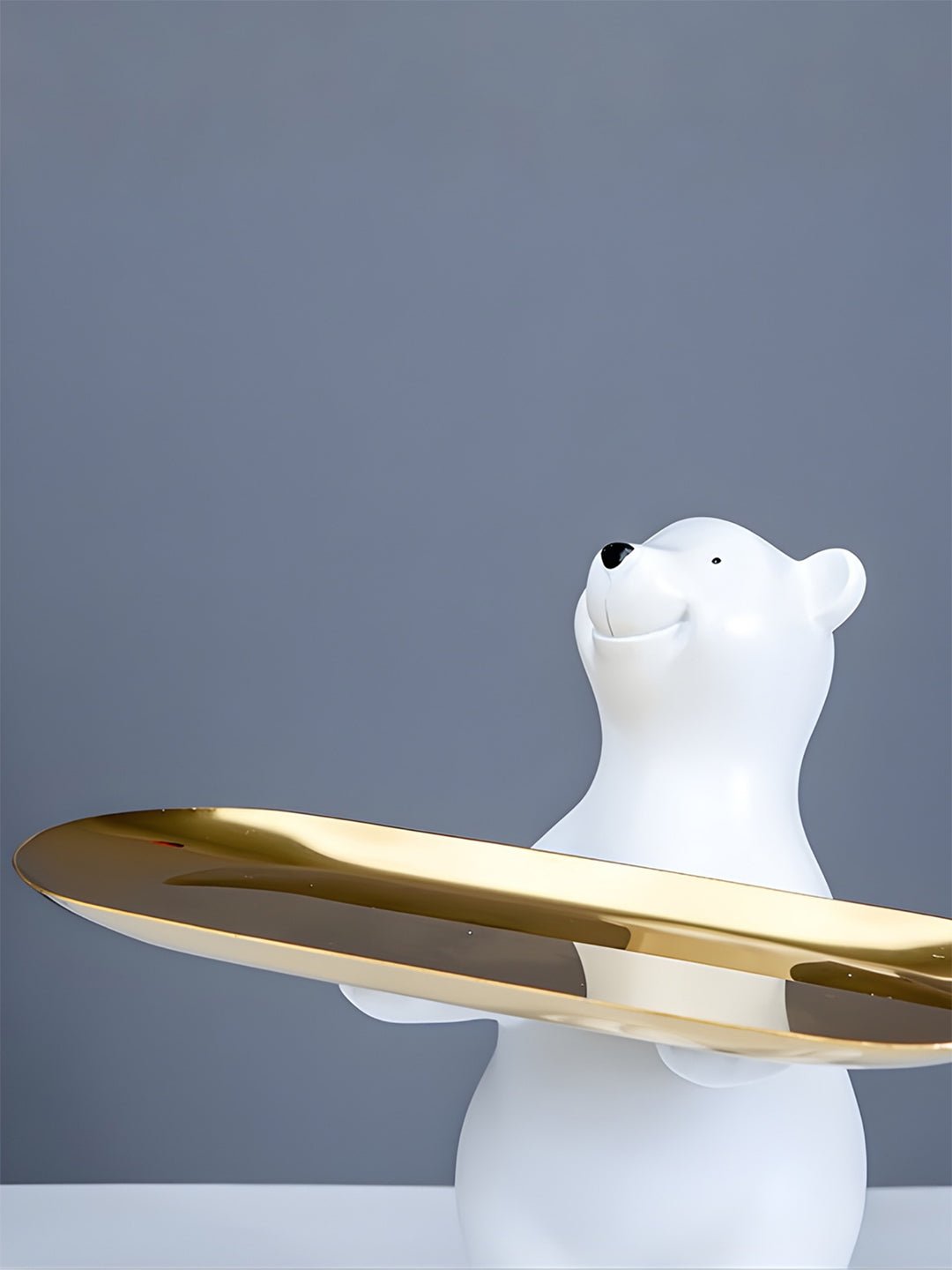 White Polar Bear Decorative Tray with Gold Plate Secondary image