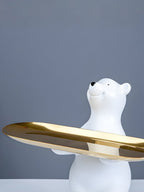 White Polar Bear Decorative Tray with Gold Plate - The Golden Theory