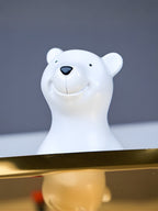 White Polar Bear Decorative Tray with Gold Plate - The Golden Theory