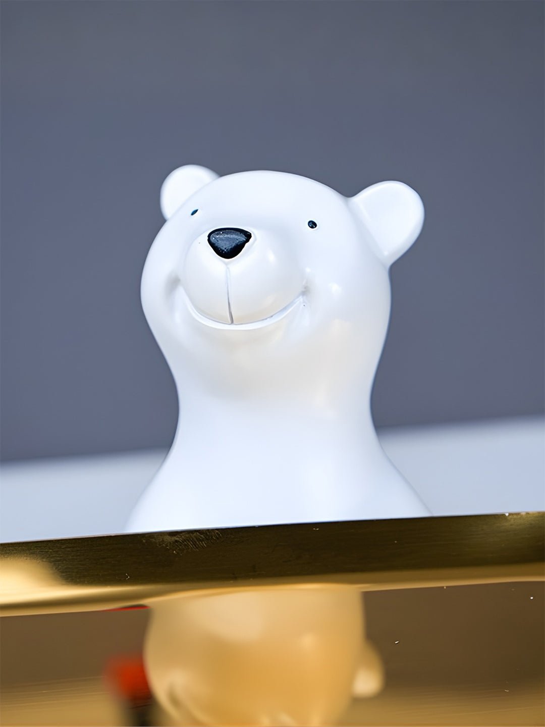 White Polar Bear Decorative Tray with Gold Plate - The Golden Theory