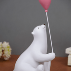 White Polar Bear Figurine with Pink Balloon - The Golden Theory