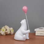 White Polar Bear Figurine with Pink Balloon - The Golden Theory