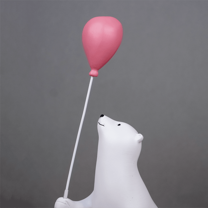 White Polar Bear Figurine with Pink Balloon - The Golden Theory