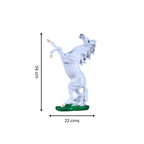 White Rearing Horse Figurine with Green Base - The Golden Theory