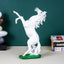 White Rearing Horse Figurine with Green Base - The Golden Theory