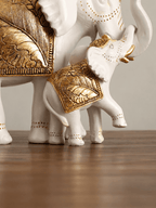 White Resin Elephant Family Figurine - The Golden Theory