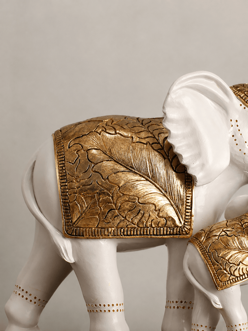 White Resin Elephant Family Figurine - The Golden Theory