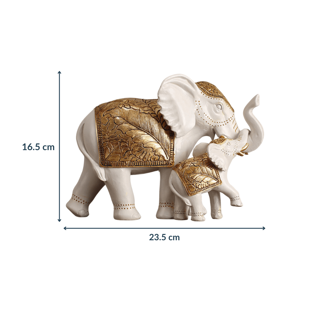 White Resin Elephant Family Figurine - The Golden Theory